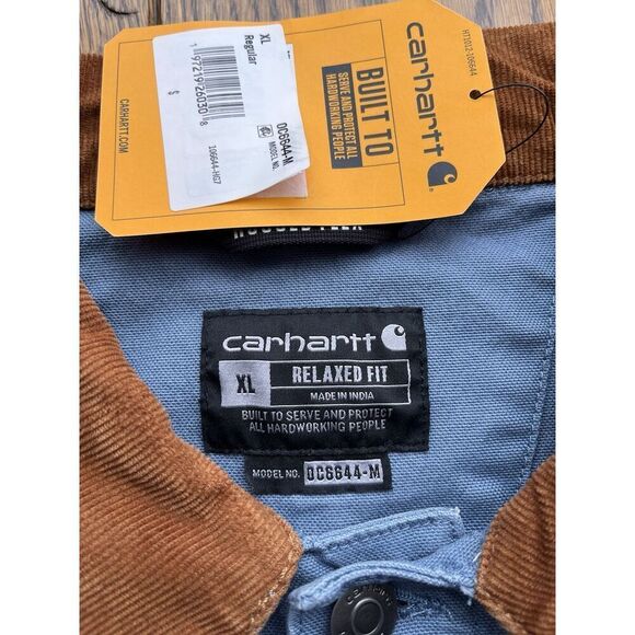 Carhartt Jacket Mens XL Blue Brown Rugged Flex Cotton Chore Coat OC6644-M - Picture 3 of 7
